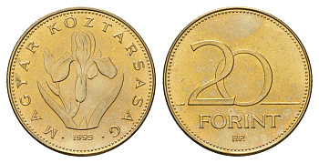 Венгрия 20 форинтов 1995 KM 696 никель латунь UNC 4163-1057