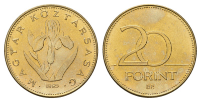 Венгрия 20 форинтов 1995 KM 696 никель латунь UNC 4163-1057