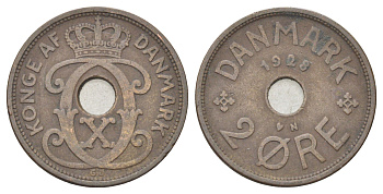 Дания 2 эре 1928 N, Кристиан X (1912-1947) KM 827 бронза 4701-668