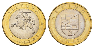 Литва 2 лита 2012 Курорты Литвы - Неринга KM 185.1 биметалл UNC 4695-443