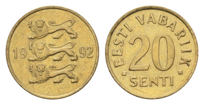 Эстония 20 сентов 1992 KM 23 латунь UNC 4689-662