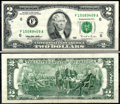 США 2 доллара 1995 F - Атланта, Джорджия Pick 497 бумага 6294-26-4-1
