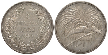 Германская Новая Гвинея 5 марок 1894 J. 707, KM 7 серебро 00-00