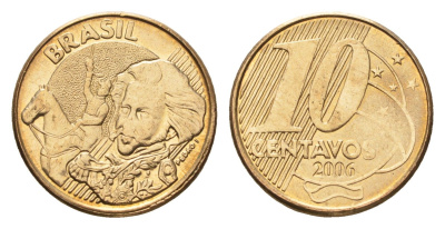 Бразилия 10 сентаво 2006 KM 649 сталь плакированная латунью 4686-741