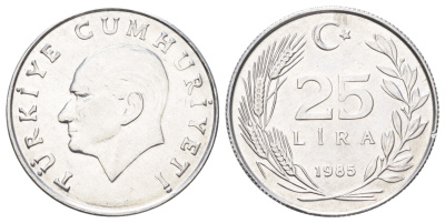 Турция 25 лир 1985 Кемаль Ататюрк KM 975 алюминий UNC 4699-1232