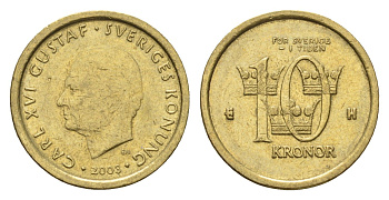 Швеция 10 крон 2003 Карл XVI Густав (1973-) KM 895 нордик 4642-613