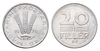 Венгрия 20 филлеров 1976 ВР KM 573 алюминий UNC 183-1051