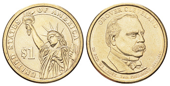 США 1 доллар 2012 Президент США - Гровер Кливленд (1893–1897) KM 527 медь с марганцево-латунным покрытием UNC 4699-932