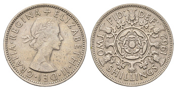 Великобритания 2 шиллинга (флорин) 1962 Елизавета II (1952-2022) KM 906, Spink 4146 медно-никель 4183-516