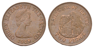 Джерси 2 пенса 1989 Елизавета II (1952-2022), Сент-Хелиер KM 55 бронза 4595-1135