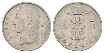 Бельгия 1 франк 1967 Belgie KM 143 медно-никель 4684-815