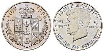 Ниуэ 5 долларов 1988 Джон Кеннеди KM 17 медно-никель BU 1101-2-21