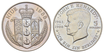 Ниуэ 5 долларов 1988 Джон Кеннеди KM 17 медно-никель BU 1101-2-21