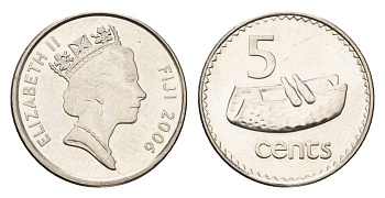 Фиджи 5 центов 2006 KM 51a сталь плакированная никелем UNC 4697-731