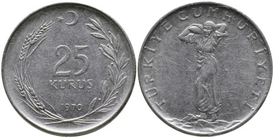 ТУРЦИЯ 25 КУРУШЕЙ 1970 KM 892.3 нержавеющая сталь 4541-625