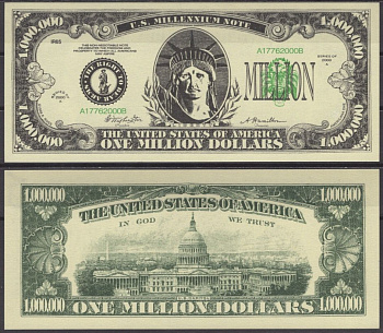 США 1000000 долларов 2000 статуя свободы бумага UNC (пресс) 7197-29-2