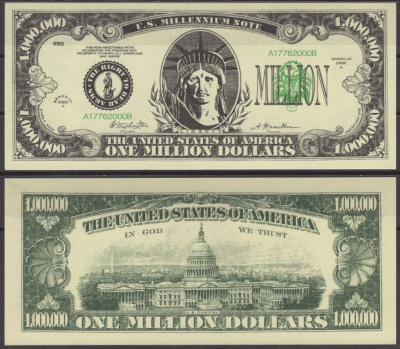 США 1000000 долларов 2000 статуя свободы бумага UNC (пресс) 7197-29-2