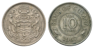 Гайана 10 центов 1967 KM 33 медно-никель 3955-1261