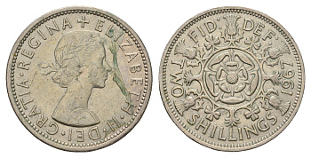 Великобритания 2 шиллинга (флорин) 1967 Елизавета II (1952-2022) KM 906, Spink 4146 медно-никель 4183-645