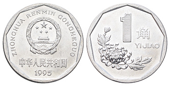 Китай 1 цзяо 1995 KM 335 алюминий UNC 4700-143