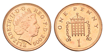 Великобритания 1 пенни 2005 Елизавета II (1952-2022) KM 986, Spink 4710 (B5) сталь плакированная медью 4685-161