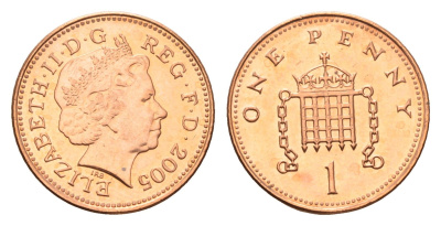 Великобритания 1 пенни 2005 Елизавета II (1952-2022) KM 986, Spink 4710 (B5) сталь плакированная медью 4685-161