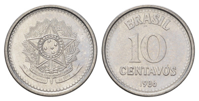 Бразилия 10 сентаво 1986 KM 602 нержавеющая сталь UNC 4160-662
