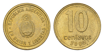 Аргентина 10 сентаво 2005 KM 107 алюминиевая бронза UNC 4687-954