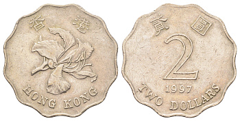 Гонконг 2 доллара 1997 KM 64 медно-никель 4700-352