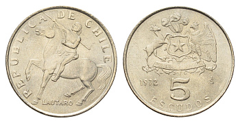 Чили 5 эскудо 1972 KM 199 медно-никель UNC 4620-117