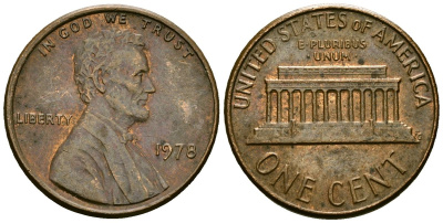 США 1 цент 1978 Линкольн KM 201 медь цинк 4136-156
