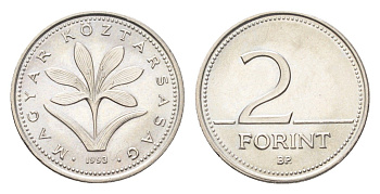 Венгрия 2 форинта 1993 KM 693 медно-никель UNC 4705-1153