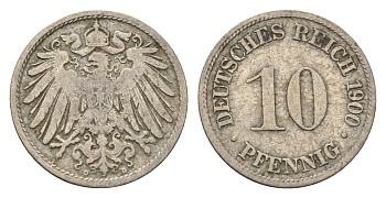 Германия 10 пфеннигов 1900 D KM 12, J. 13 медно-никель 4696-712