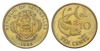 Сейшельские Острова (Сейшелы) 10 центов 1994 KM 48 латунь UNC 85-642