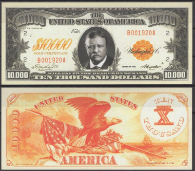 США 10000 долларов 2010 Теодор Рузвельт бумага UNC (пресс) 7196-15-2