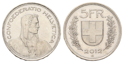 Швейцария 5 франков 2012 B KM 40a.4 медно-никель 3460-813