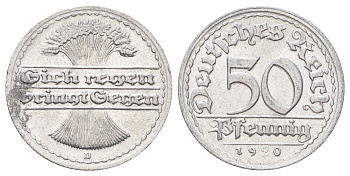 Германия 50 пфеннигов 1920 D KM 27, J. 301 алюминий 4700-947