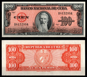 Куба 100 песо 1959 Pick 93 бумага UNC (пресс) 7191-60-4-2