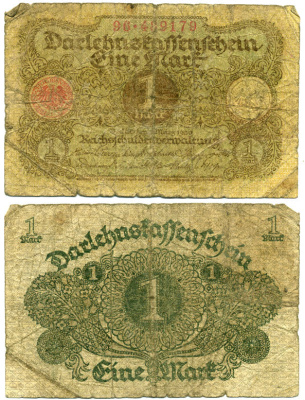 Германия 1 марка 1920 1 марта 1920, веймарская республика Pick 58, Rosenberg 64 бумага 3295-86-2-2