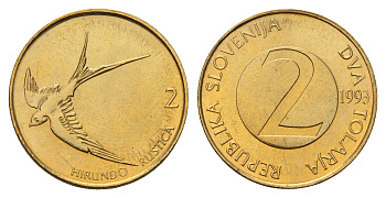 Словения 2 толара 1993 KM 5 латунь UNC 4402-345