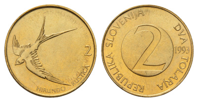 Словения 2 толара 1993 KM 5 латунь UNC 4402-345