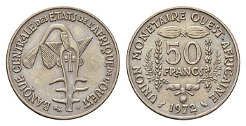 Западная Африка (ВСЕАО) 50 франков 1972 KM 6 медно-никель 4663-821