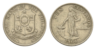 Филиппины 10 сентаво 1964 KM 188 медно-никель 4549-125
