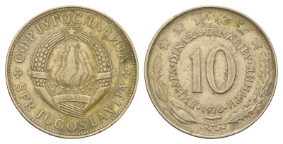 Югославия 10 динаров 1976 KM 62 медно-никель 4389-523