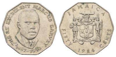 Ямайка 50 центов 1984 Маркус Гаврей (1887-1940) KM 65 медно-никель 4574-946