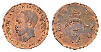 Танзания 5 центов 1982 KM 1 бронза UNC 4666-1251