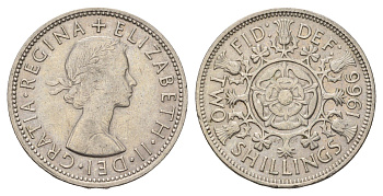 Великобритания 2 шиллинга (флорин) 1966 Елизавета II (1952-2022) KM 906, Spink 4146 медно-никель 4183-635