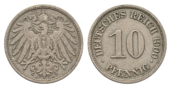 Германия 10 пфеннигов 1900 A KM 12, J. 13 медно-никель 4696-668