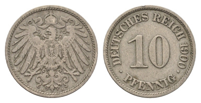 Германия 10 пфеннигов 1900 A KM 12, J. 13 медно-никель 4696-668