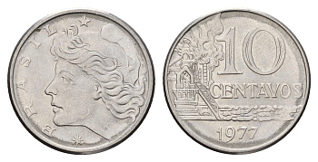 Бразилия 10 сентаво 1977 KM 578.1a нержавеющая сталь UNC 4563-713